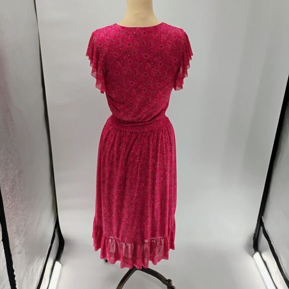 Evereve Women's Elena Short Sleeve Floral V Neck Midi Dress Sz Xs - Picture 9 of 14